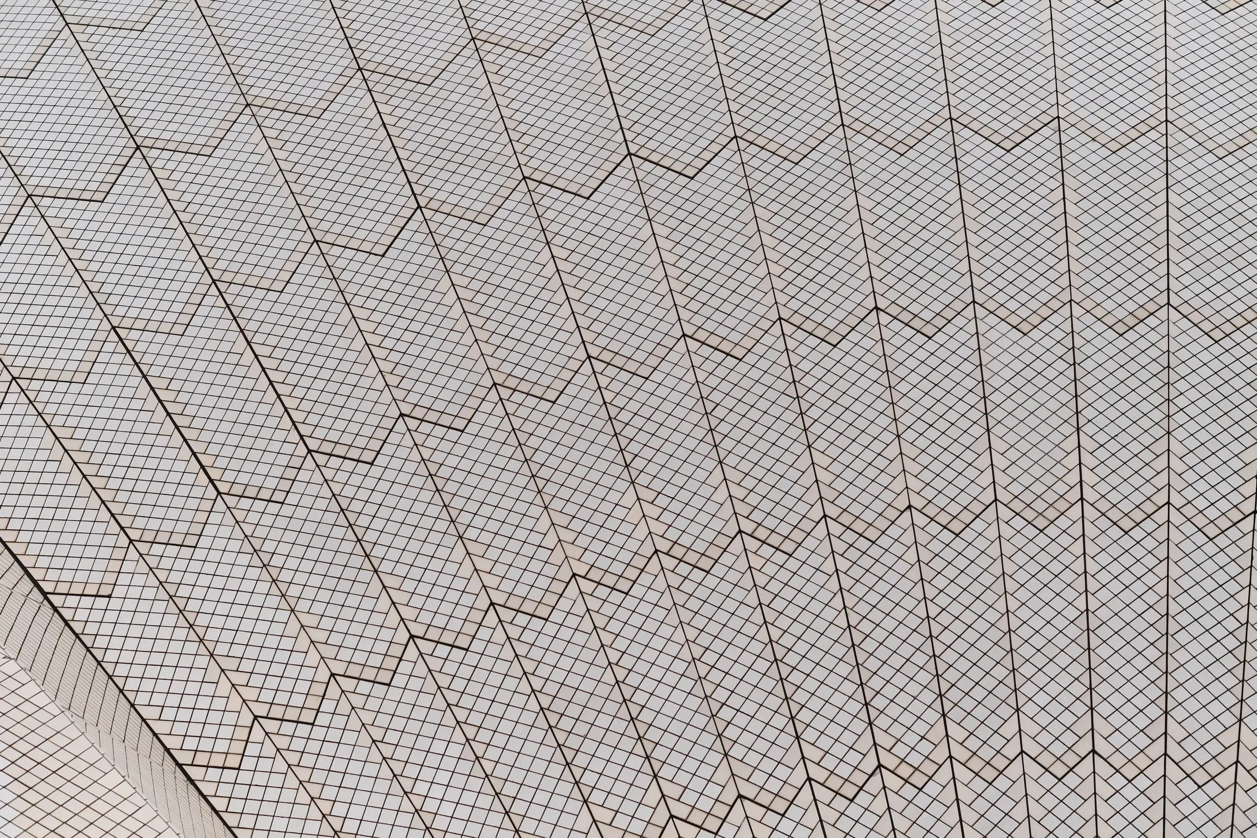 Close detail of the tiled sails of the Sydney Opera House